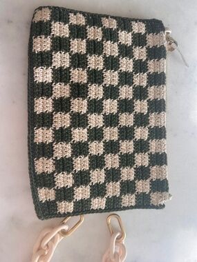 Clare V Flat Clutch with tabs & Cream Shortie Strap